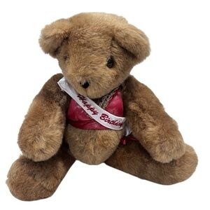 Vermont Teddy Bear in swimsuit with Happy Birthday sign